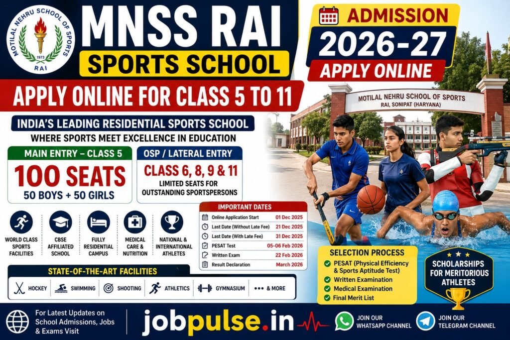 MNSS Rai Sports School Admission 2026-27