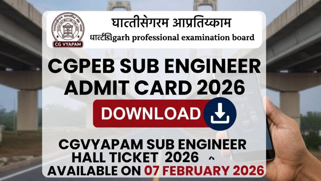 CG Vyapam Sub Engineer Admit Card 2026
