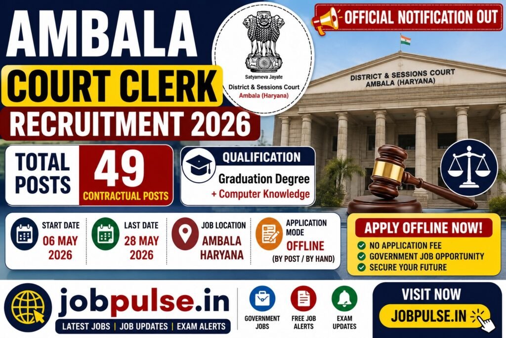 Ambala Court Clerk Recruitment 2026