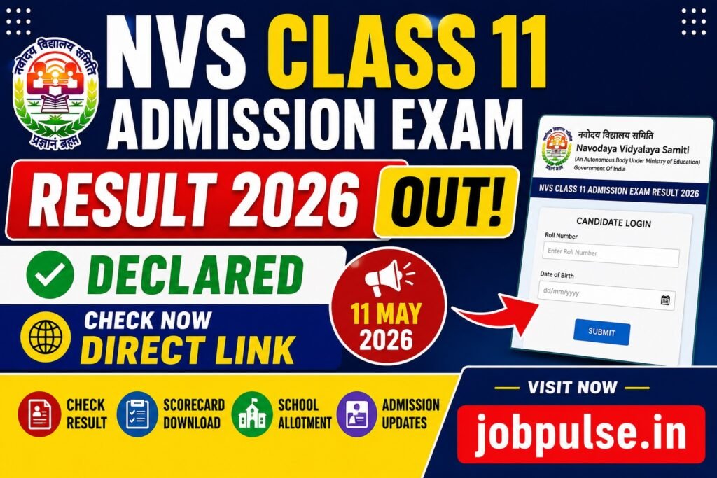 NVS Class 11 Admission Exam Result 2026