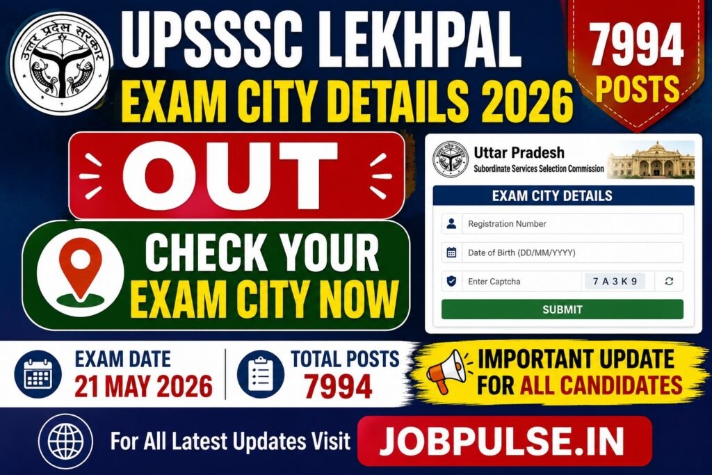 UPSSSC Lekhpal Exam City Details 2026